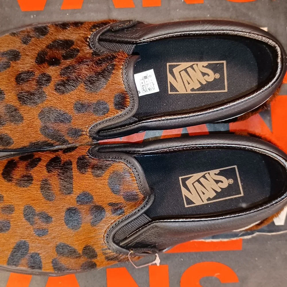 Vans Classic Slip-On Calf Hair Dark Leopard Black Men's 7/Womens 8.5 VN0A7VCFAB0 - Picture 6 of 12